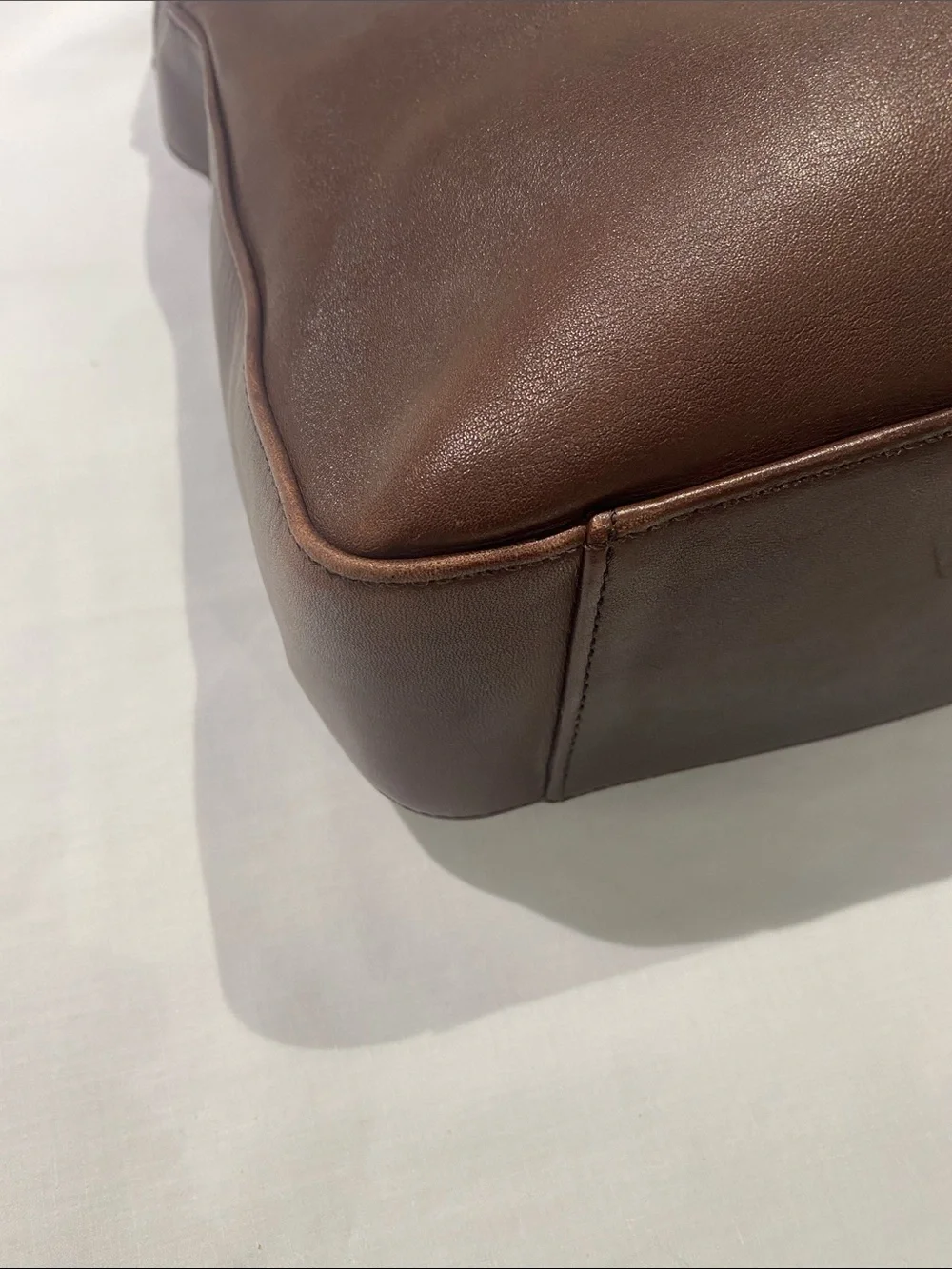 Coach 9180 USA Brown Leather Shoulder Bag with Front Slip Pocket